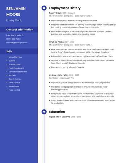 Pastry Cook Resume