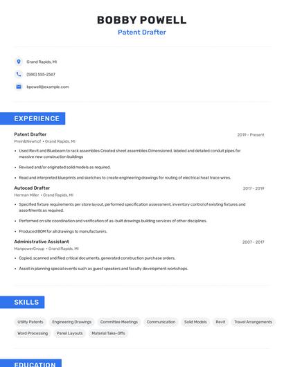 Patent Drafter Resume