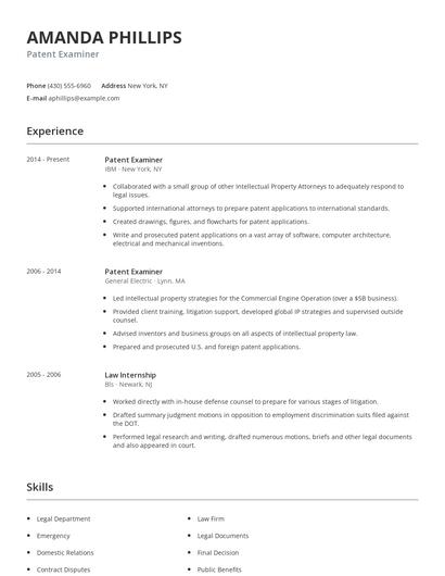 Patent Examiner Resume