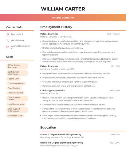 Patent Examiner Resume