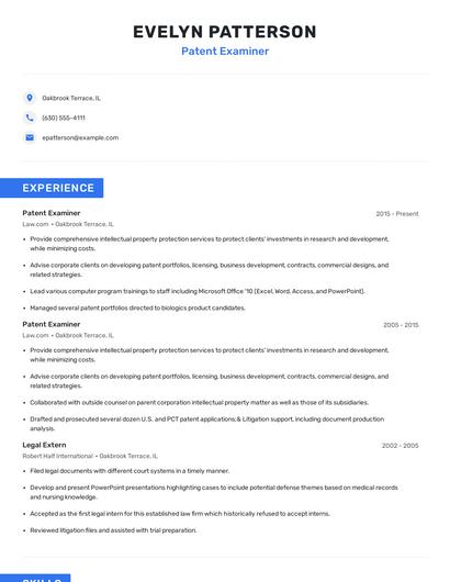 Patent Examiner Resume