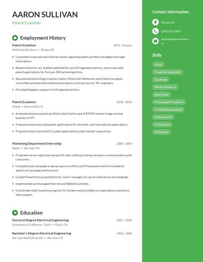 Patent Examiner Resume
