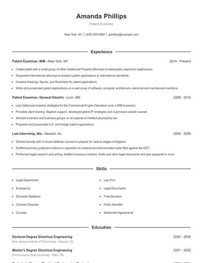 Patent Examiner Resume