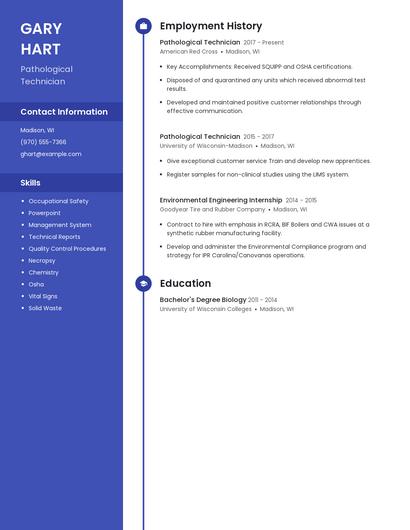 Pathological Technician Resume