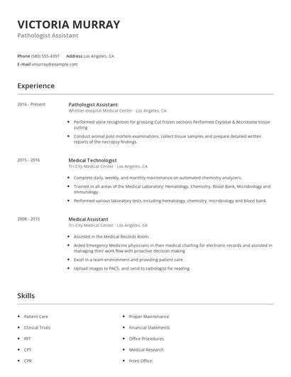Pathologist Assistant Resume