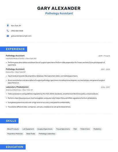 Pathology Assistant Resume
