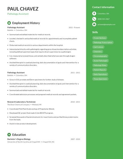 Pathology Assistant Resume