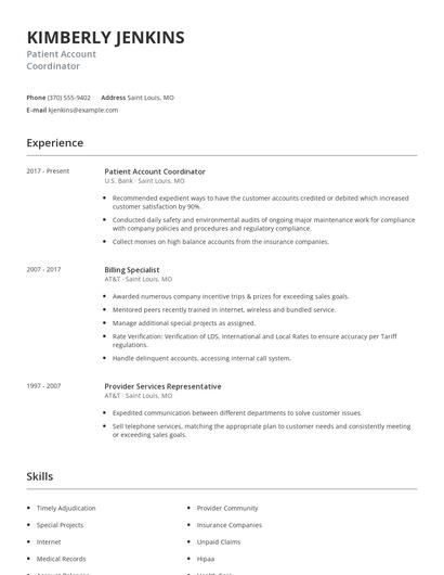 Patient Account Coordinator Resume