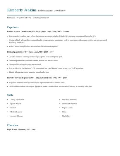 Patient Account Coordinator Resume