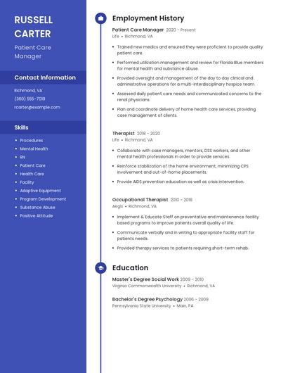 Patient Care Manager Resume