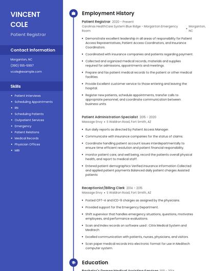 Patient Registrar Resume
