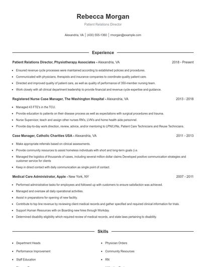 Patient Relations Director Resume