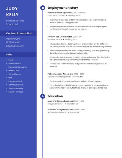 Patient Service Specialist Resume