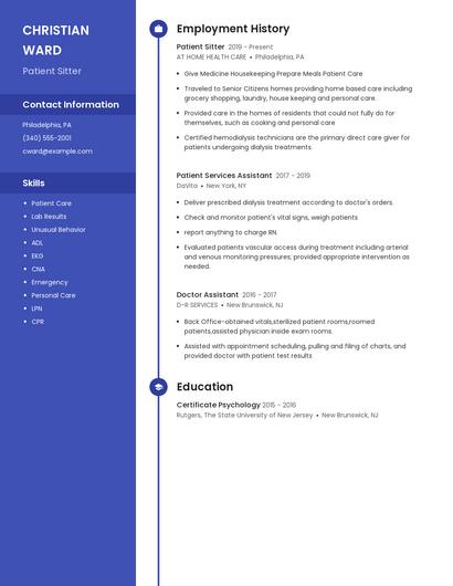 Patient Sitter Resume