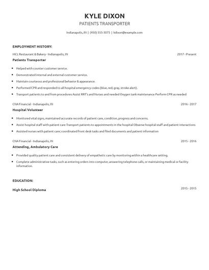 Patients Transporter Resume