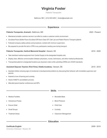 Resume example 1
