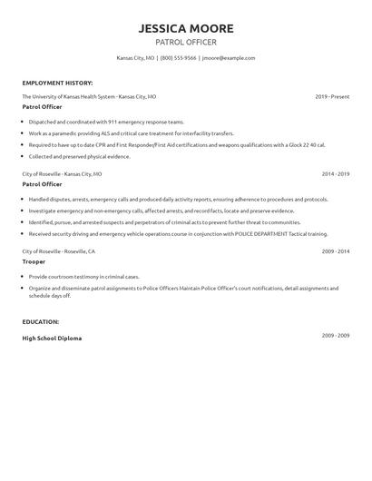 Patrol Officer Resume