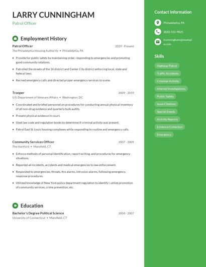 Patrol Officer Resume