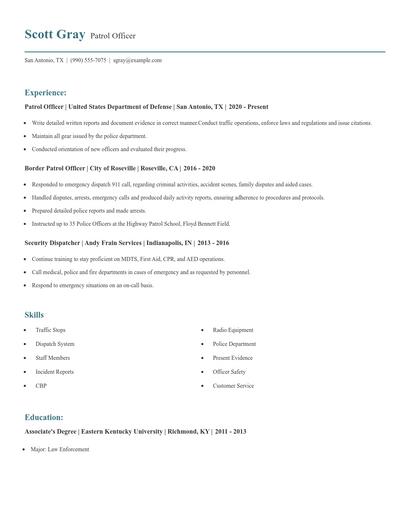 Patrol Officer Resume