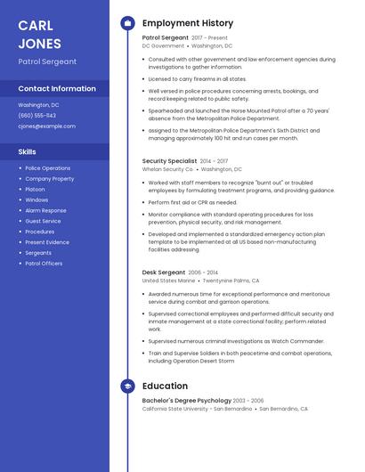 Patrol Sergeant Resume