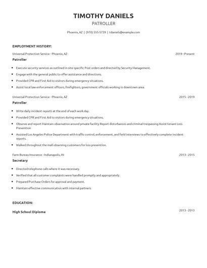 Patroller Resume