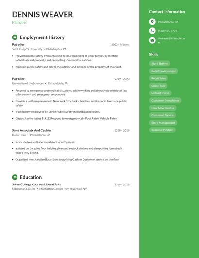 Patroller Resume