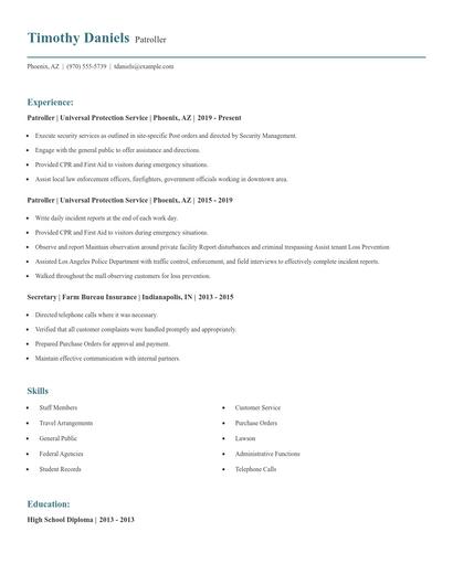 Patroller Resume