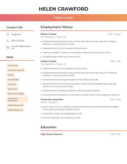 Pattern Grader Resume
