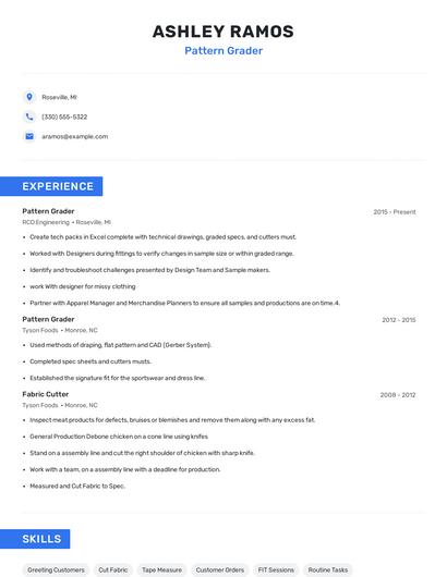 Pattern Grader Resume