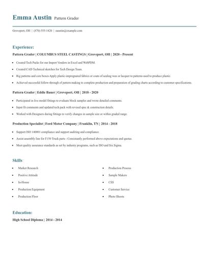Pattern Grader Resume