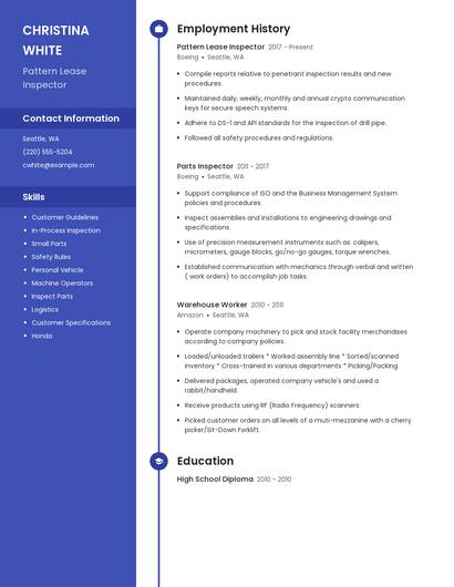 Pattern Lease Inspector Resume