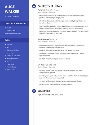 Pattern Maker Resume