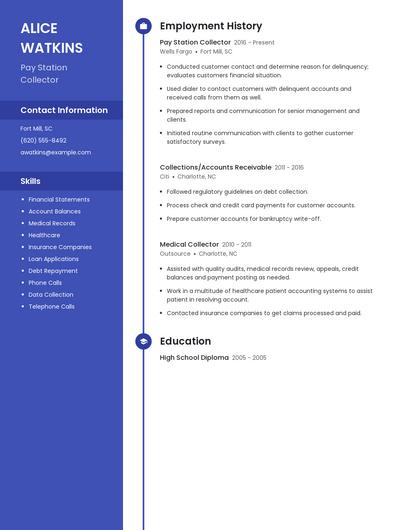 Pay Station Collector Resume