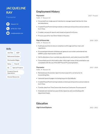 Paymaster Resume