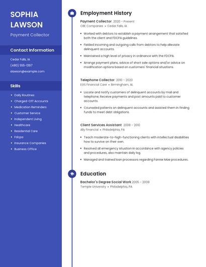 Payment Collector Resume