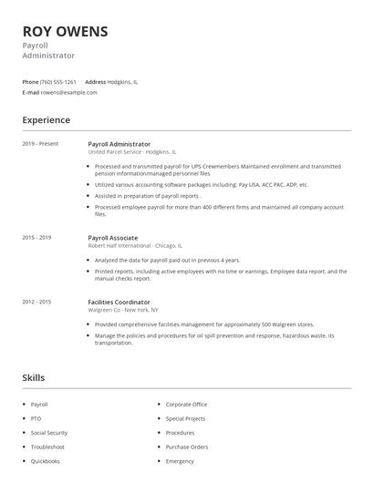 Payroll Administrator Resume