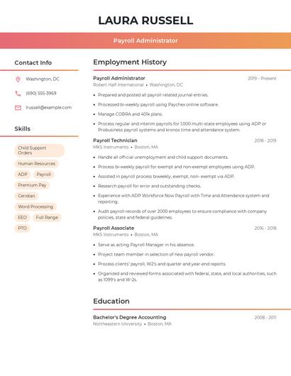 Payroll Administrator Resume