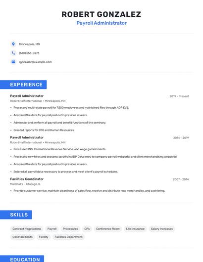 Payroll Administrator Resume