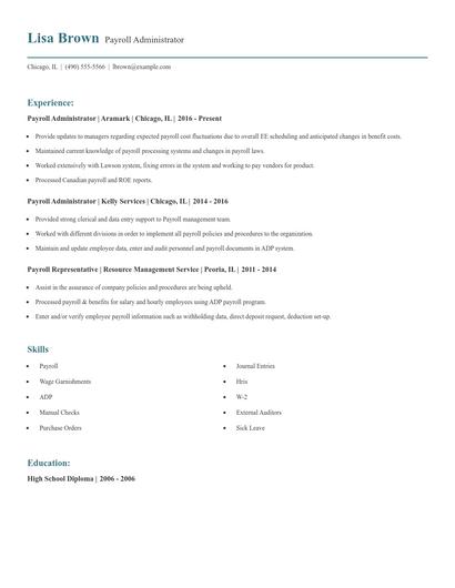 Payroll Administrator Resume