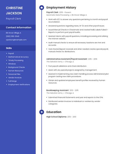 Payroll Clerk Resume