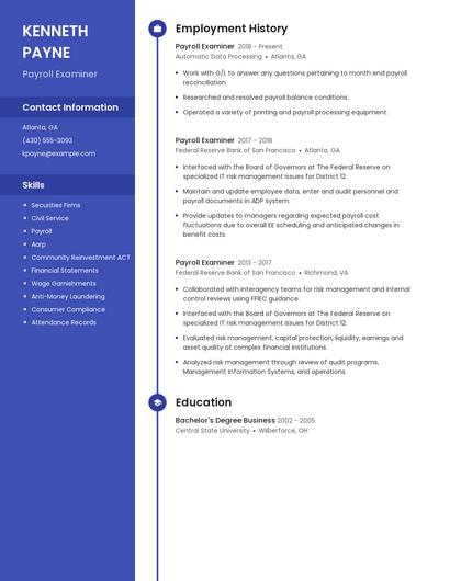 Payroll Examiner Resume
