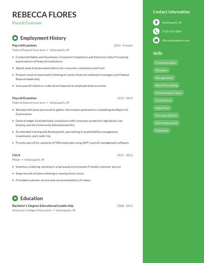 Payroll Examiner Resume