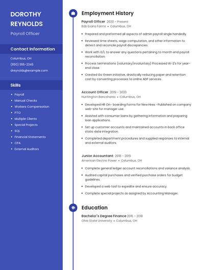 Payroll Officer Resume