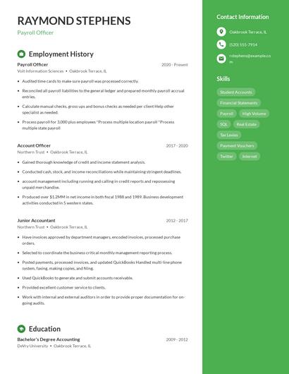 Payroll Officer Resume