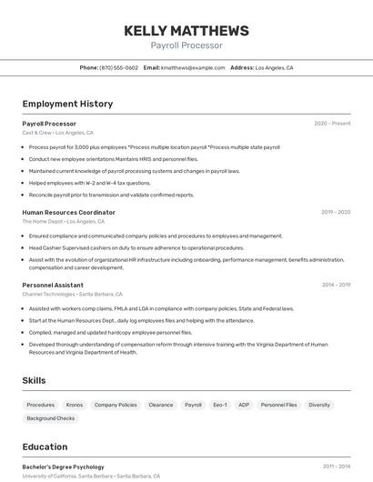 Resume example 2