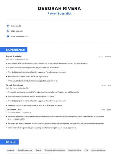 Payroll Specialist Resume