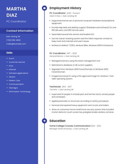 PC Coordinator Resume