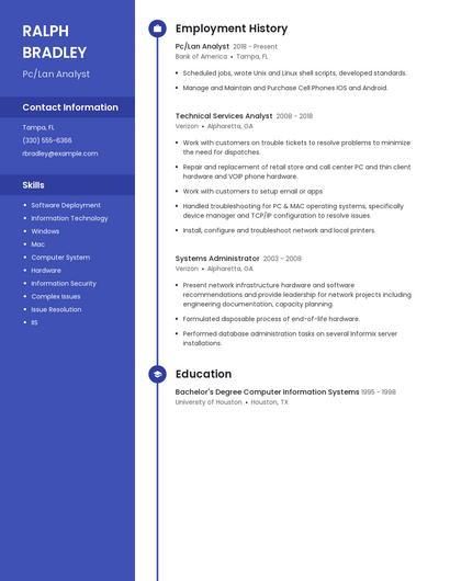 Pc/Lan Analyst Resume