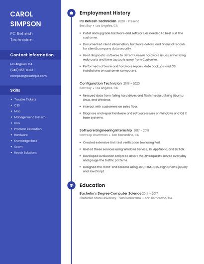 PC Refresh Technician Resume