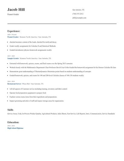 Peanut Grader Resume